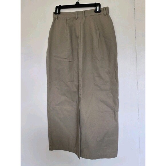 VTG Christopher & Banks Skirt Womens 4 Y2K Tan Khaki Canvas Modest Full Button - Picture 5 of 9